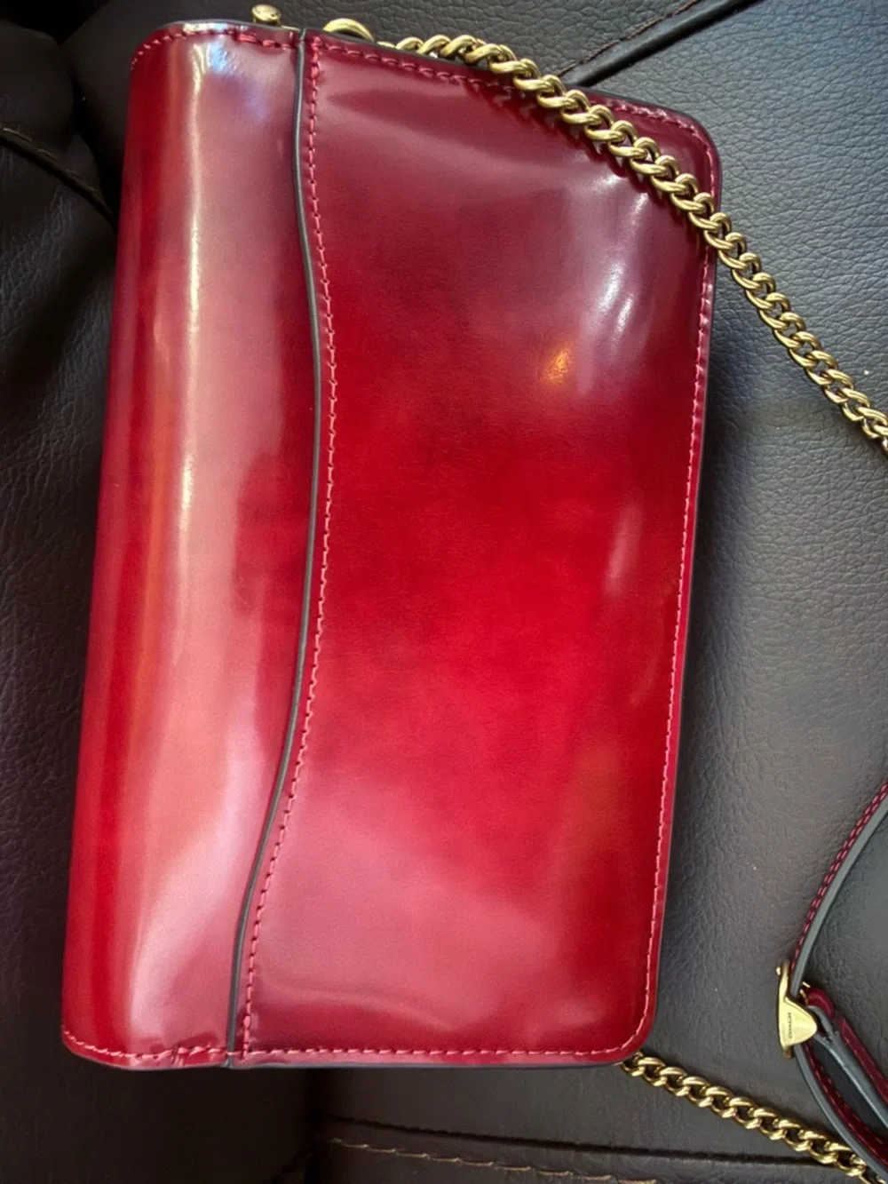NWOT Coach Tabby Chain Clutch Ruby Spazzolato - Picture 5 of 6